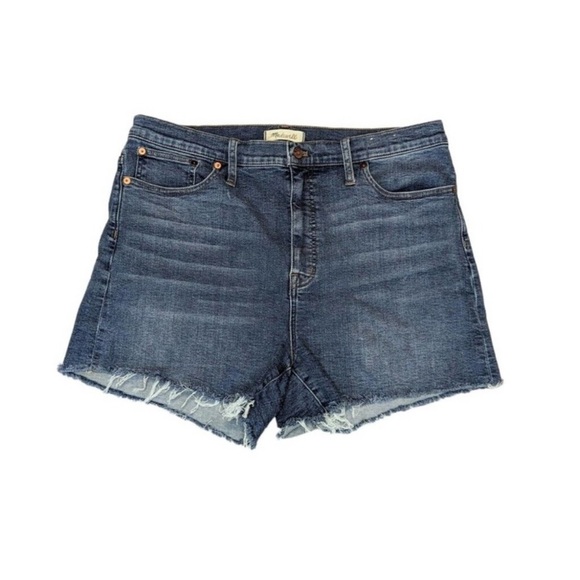 🎆 Madewell High-Rise Denim Shorts Blue Cut Off shorts 27 4 Stretch Raw hem Jean - Picture 1 of 12